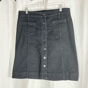 Chaps Black Denim Button-Front Skirt size 12